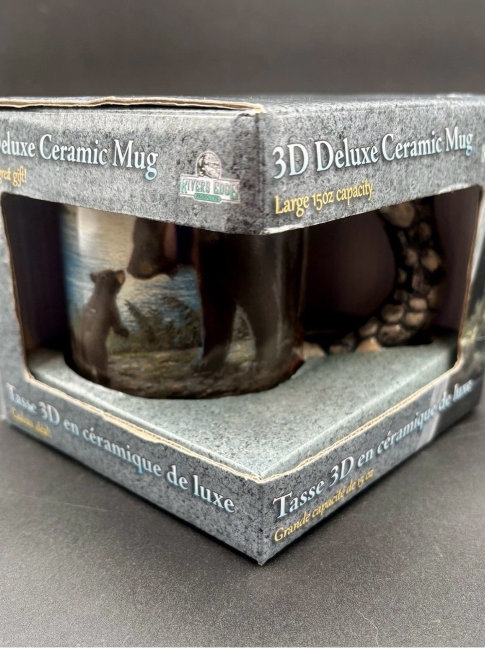 River’s Edge 3D Deluxe Ceramic Mug 15oz Coffee Tea Mug Gift Box Brand New